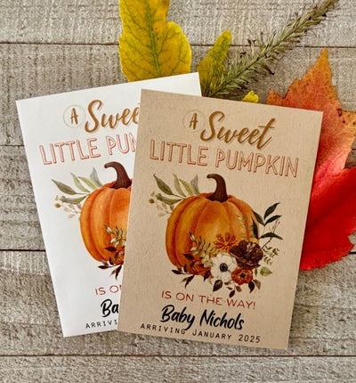 Sweet Little Pumpkin - Orange Baby Shower Seed Packets