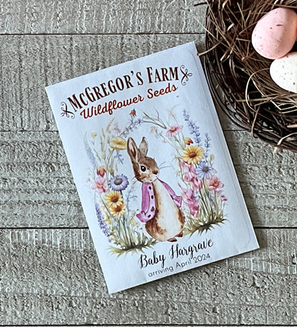 Pink Vintage Bunny Baby Shower or Birth Announcement